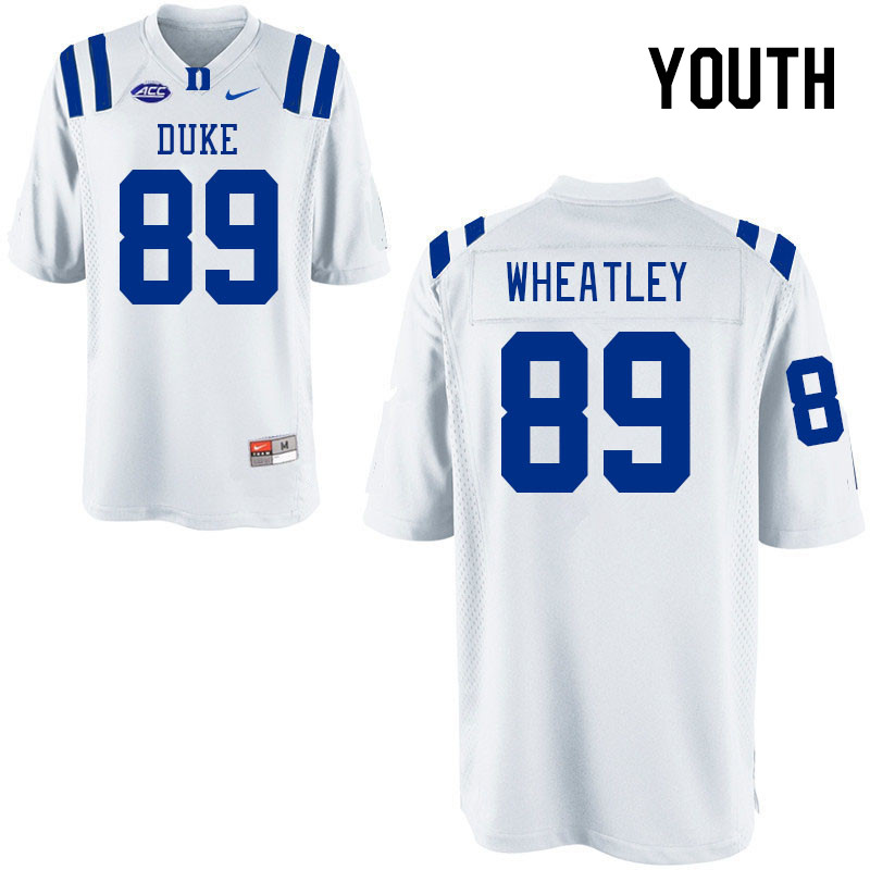 Youth #89 Jared Wheatley Duke Blue Devils College Football Jerseys Stitched-White